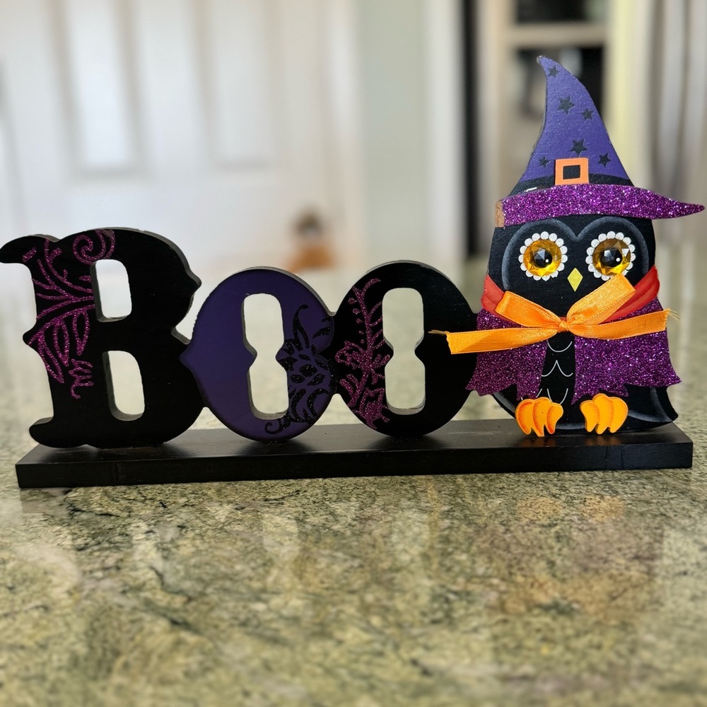 Boo Witch Owl Sign (flaw) Halloween Decoration